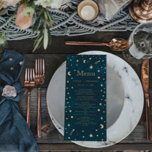Menu Marine Mystical Gold Stars Mariage d'astronomie de