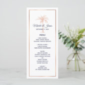 Menu Marine Rose Gold Copper Palm Tree Beach Mariage (Debout devant)