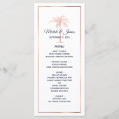 Menu Marine Rose Gold Copper Palm Tree Beach Mariage (Devant)
