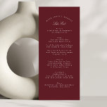 Menu Maroon Burgundy Classic Calligraphie Mariage offic<br><div class="desc">Ce design fait partie d'une collection; s'il vous plaît contactez-moi si vous avez besoin d'aide pour trouver des designs ou des produits correspondants; également disponible en couleurs alternatives</div>