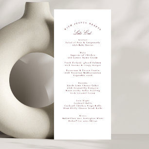 Menu Maroon classique Burgundy Calligraphie Mariage off