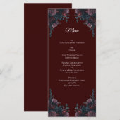 Menu Maroon Mariage Floral d'automne (Devant / Derrière)