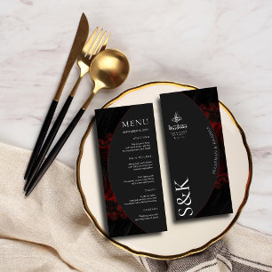 Menu Maroon Minimal Élégant B&W Mariage islamique moder