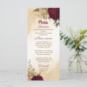 Menu Maroon vert beige or botanique mariage (Debout devant)
