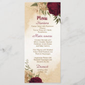 Menu Maroon vert beige or botanique mariage (Devant)