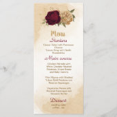 Menu Maroon vert beige or botanique mariage (Devant)