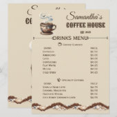 Menu Marque personnalisée du Cafe Coastal (Devant / Derrière)