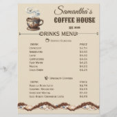 Menu Marque personnalisée du Cafe Coastal (Devant)