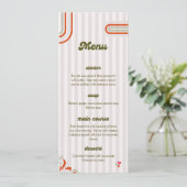 Menu Marron & Vert Rétro Illustré | Dîner de Mariage (Debout devant)