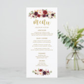 Menu Marsala Bourgogne Fleurs Mariage Boho (Debout devant)