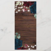 Menu Marsala & Fleurs de marine Mariage de bois rustiqu (Dos)