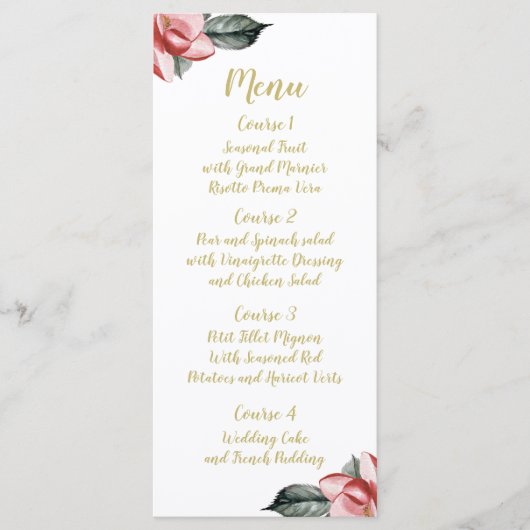 menu Marsala Floral Wedding (Voorkant)
