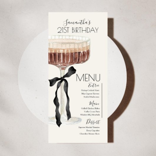 Menu Martini Espresso Anniversaire "Tini Bit Older