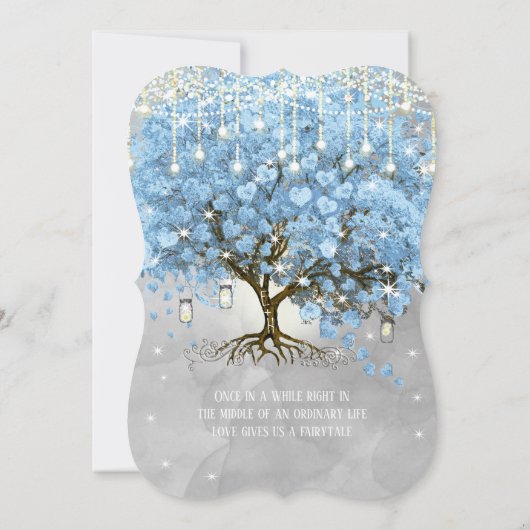 Menu Mason Jar Blue Heart Leaf Tree Waterverf Kaart (Achterkant)