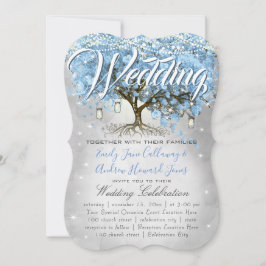 Menu Mason Jar Blue Heart Leaf Tree Waterverf Kaart