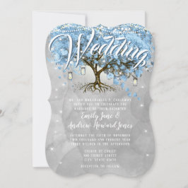 Menu Mason Jar Blue Heart Leaf Tree Waterverf Kaart