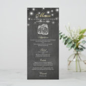 Menu Mason Jar & String Lights Chalkboard Weddensc (Staand voorkant)