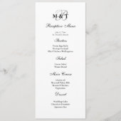 Menu mat noir et blanc de mariage de monogramme (Devant)