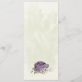 Menu mauve fleurs blanches verdure mariage (Dos)