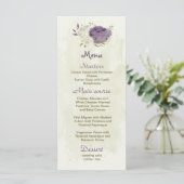 Menu mauve fleurs blanches verdure mariage (Debout devant)