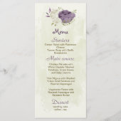 Menu mauve fleurs blanches verdure mariage (Devant)