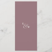 Menu Mauve Moderne Monogram Mariage Merci (Dos)