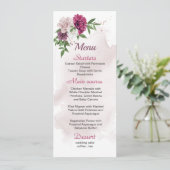 Menu mauve rose fleurs blanches verdure mariage (Debout devant)