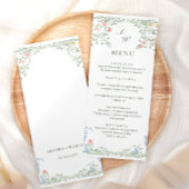 Menu Meadow Pastel Rose Floral Mariage Dîner