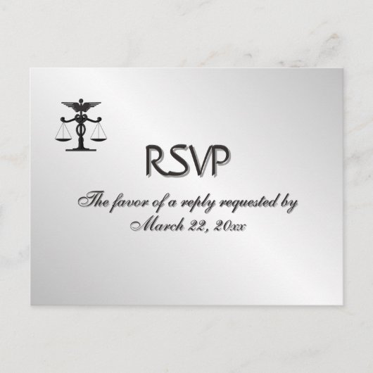 Menu Médicale et droit interconnecté Argent RSVP (Devant)