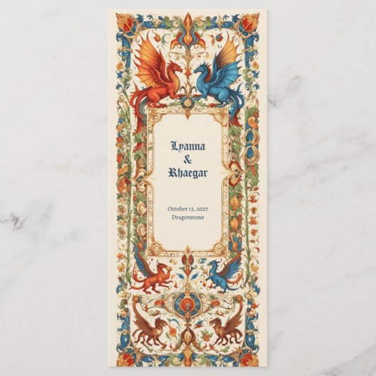 Menu Medieval Wedding, Ancient Manuscript (Devant)