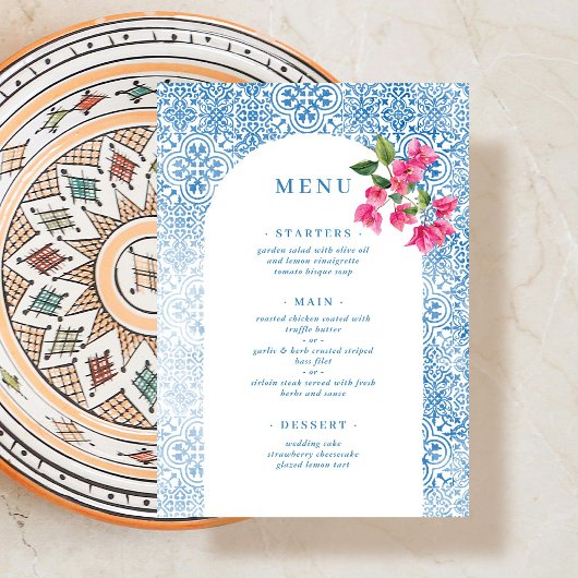 Menu Mediterranean tile pattern