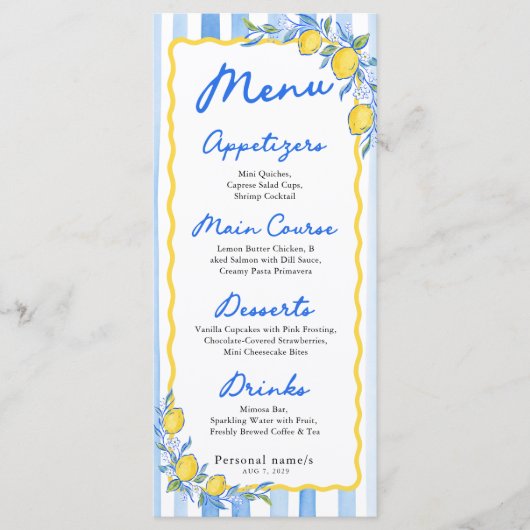 Menu Méditerranéen à rayures bleues (Devant)