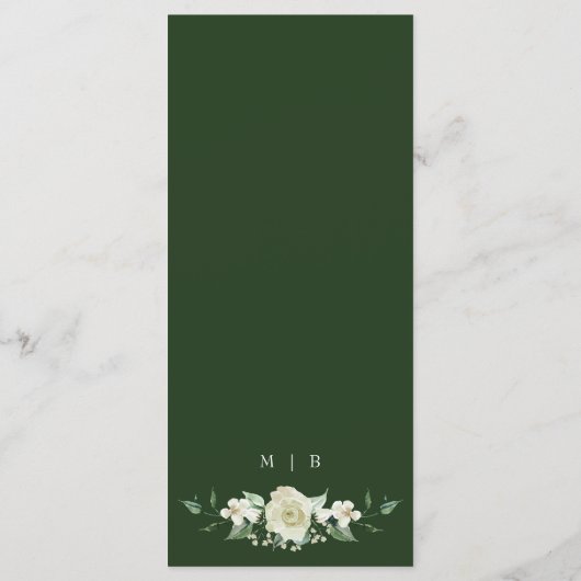 Menu Megan Elegant Fleurs Blanches Mariage de verdure (Dos)