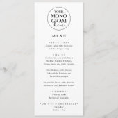 Menu MEGHAN Monogramme noir blanc classique Mariage sim (Devant)