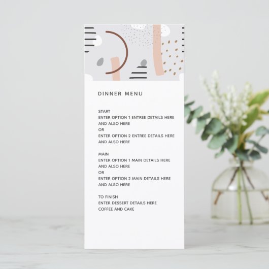 Menu Memphis moderne Formes Tan Mariage Motif (Debout devant)