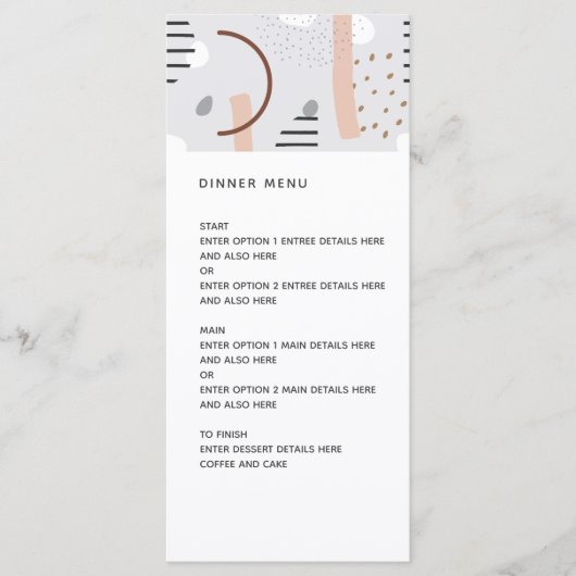 Menu Memphis moderne Formes Tan Mariage Motif (Devant)