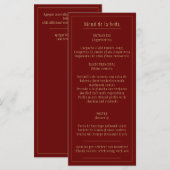 Menu Menú Boda Bilingüe Español Inglés Borgoña Oro (Devant / Derrière)