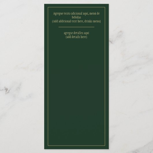 Menu Menú Bodas Oro Verde Bilingüe Español Inglés (Dos)