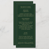 Menu Menú Bodas Oro Verde Bilingüe Español Inglés (Devant / Derrière)