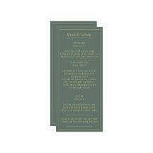 Menú Bodas Oro Verde Oliva Bilingüe Español Inglés