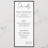 Menu Menú Drinks Minimal Bordes Negros Boda Elegante (Devant)