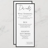 Menu Menú Drinks Minimal Bordes Negros Boda Elegante (Devant / Derrière)