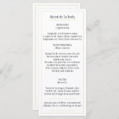 Menu Menú oro Blanco Clásico Bilingüe Español e Inglés (Devant / Derrière)