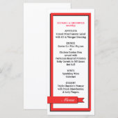 Menu Menu/Programme du Mariage de ruban rouge (Devant / Derrière)