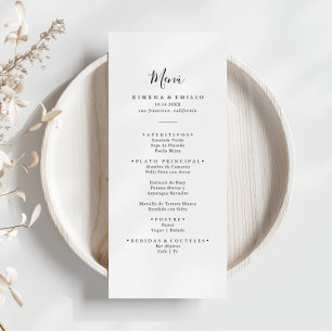 Menu Menú Sencillo y Minimalista de Boda española