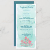 Menu Mer d'amour | Mariage de corail d'aquarelle marine (Devant / Derrière)