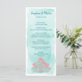 Menu Mer d'amour | Mariage de corail d'aquarelle marine (Debout devant)