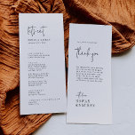 Menu Merci et Mariage noir et blanc chic moderne<br><div class="desc">Ce menu moderne et chic noir et blanc vous remercie et mariage est parfait pour un mariage simple. Le design boho minimaliste présente une typographie bohème rustique unique et élégante dans un noir et blanc épuré minimal. Personnalisez la carte de table avec votre menu à l'avant et un message de...</div>