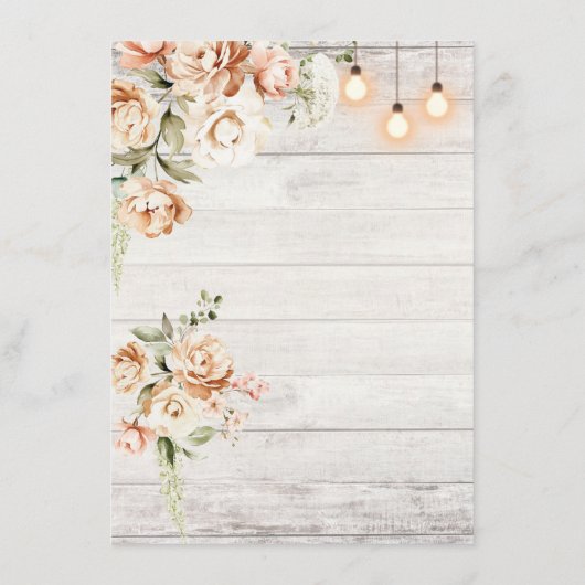 Menu Merci Floral Bois Blanc Rustique Cadre (Dos)