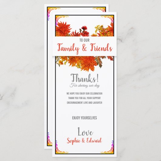 Menu Merci floral épicé (Devant / Derrière)